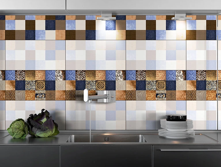 Eye catching simple kitchen design with hexagonal geometric tiles